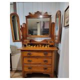 Antique Triple Mirror Dresser