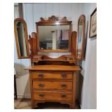Antique Triple Mirror Dresser