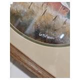 Framed Farm Scape Artwork signed Liz McMahon