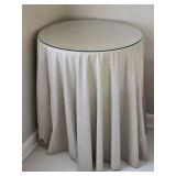 Glass Top Linen Covered Side Table