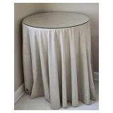 Glass Top Linen Covered Side Table