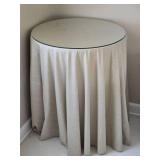 Glass Top Linen Covered Side Table