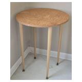 Glass Top Linen Covered Side Table