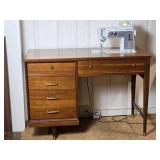 Refined Vintage Mid-Century Modern Sewing Table - Singer Model 600 Sewing Machine