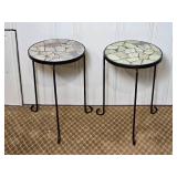 Indoor/Outdoor Stone Top Round Side Table Pair