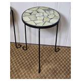 Indoor/Outdoor Stone Top Round Side Table Pair
