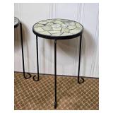 Indoor/Outdoor Stone Top Round Side Table Pair