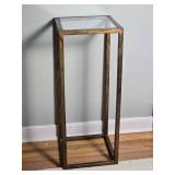 Chic Minimalist Rectangular Metal Frame Accent Table with Beveled Glass Surface
