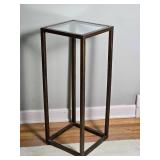 Chic Minimalist Rectangular Metal Frame Accent Table with Beveled Glass Surface