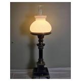 Fantastic Vintage Converted Oil Lamp with Classic Milk Glass Shade