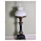 Fantastic Vintage Converted Oil Lamp with Classic Milk Glass Shade