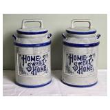 Adorable "Home Sweet Home" Earthenware Kitchen Canister Pair