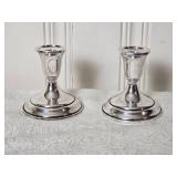 Vintage Weighted Sterling Candleholder Pair - Towle