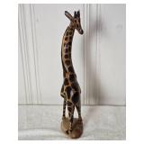 Adorable Carved Wood Giraffe Sculpture