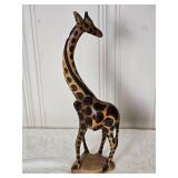 Adorable Carved Wood Giraffe Sculpture
