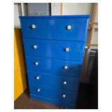 Rustic Upcycled 5-Drawer Dresser - Cobalt Blue