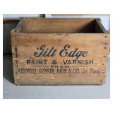 Antique Wood Crate - Gilt Edge Paint & Varnish - St. Paul