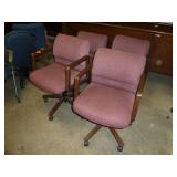Oak/Maroon Swivel Office Chairs x 4 Oak/Maroon Swivel Office Chairs x 4