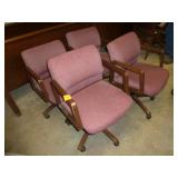 Oak/Maroon Swivel Office Chairs x 4 Oak/Maroon Swivel Office Chairs x 4