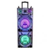 beFree Sound Dual 12 Inch Subwoofer Portable Bluetooth Party Speaker with LED Lights