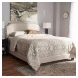 Baxton Studio Odette Modern and Contemporary Fabric Upholstered Bed. Gray / Queen