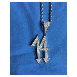 Iced Out Number 14 Pendant Necklace