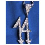Iced Out Number 14 Pendant Necklace