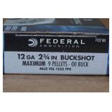 5 Federal Power Shok 12 Ga 2-3/4" 00 Buck Buckshot Shotshells