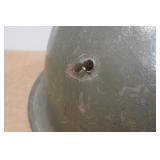 Vintage Vietnam Steel Helmet with Hole and Ammo Belt