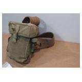 Vintage Vietnam Steel Helmet with Hole and Ammo Belt