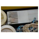 Tackle Box with Assorted Fishing Accessories and Decoy Anchor Line