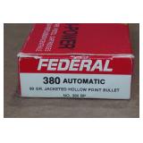 50 Federal .380 Auto 90 Gr JHP Ammo