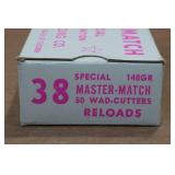 50 Master Match .38 Spl 148 Gr Lead Wadcutter Ammo