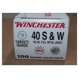 100 Winchester .40 S&W 165 Gr FMJ Ammo