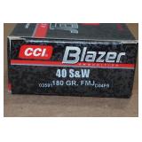 50 CCI Blazer .40 S&W 180 Gr FMJ Aluminum Case Ammo
