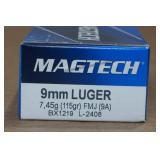 50 Magtech 9mm 115 Gr FMJ Ammo