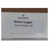 50 9mm 147 Gr Sierra JHP Ammo
