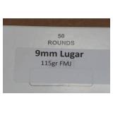 50 9mm 115 Gr FMJ Ammo