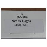 50 9mm 115 Gr FMJ Ammo