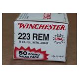 50 Winchester .223 Rem 55 Gr FMJ Ammo
