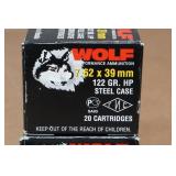 40 Wolf 7.62 x 39mm 122 Gr HP Steel Case Ammo