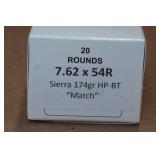 20 7.62 x 54R 174 Gr Sierra HP BT Match Ammo