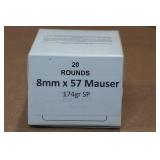 20 8mm Mauser 174 Gr SP Ammo