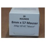20 8mm Mauser 200 Gr HP BT Match Ammo