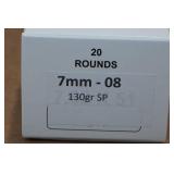 20 7mm-08 130 Gr SP Ammo
