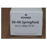 20 .30-06 Sprg 180 Gr Sierra SP BT Ammo