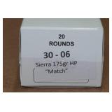 20 .30-06 Sprg 175 Gr Sierra HP Match Ammo