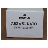 20 7.62 x 51mm (.308) 165 Gr Sierra SP Ammo