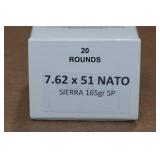 20 7.62 x 51mm (.308) 165 Gr Sierra SP Ammo