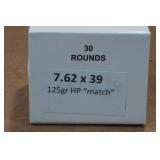 30 7.62 x 39mm 125 Gr HP Match Ammo